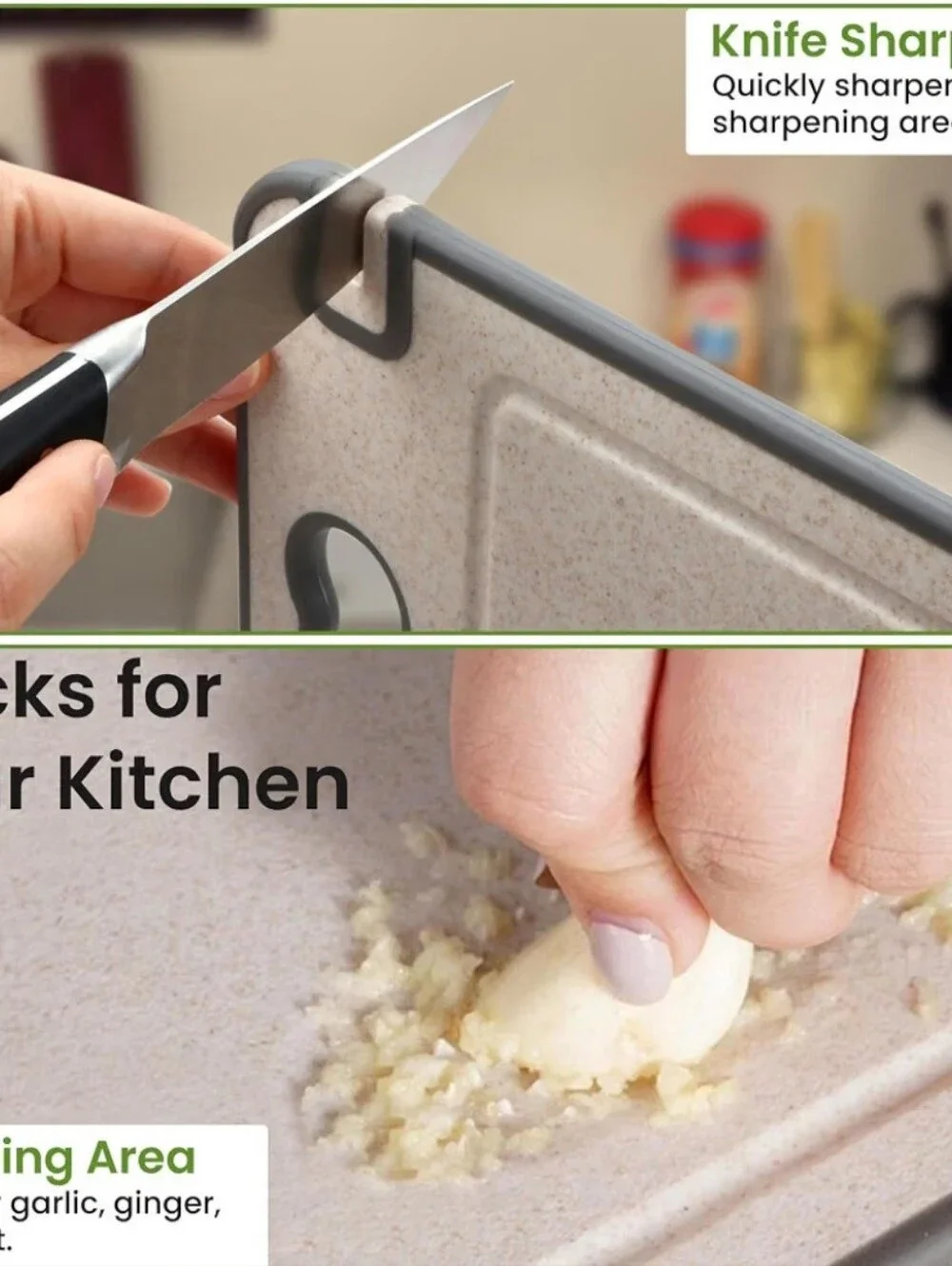 New Dual Sided Cutting Board With Knife Sharpener Stainless Steel